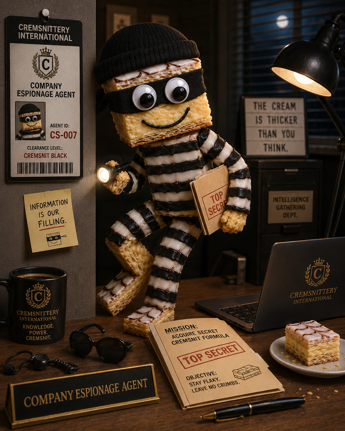Agent Cremsnittery, Corporate Espionage
